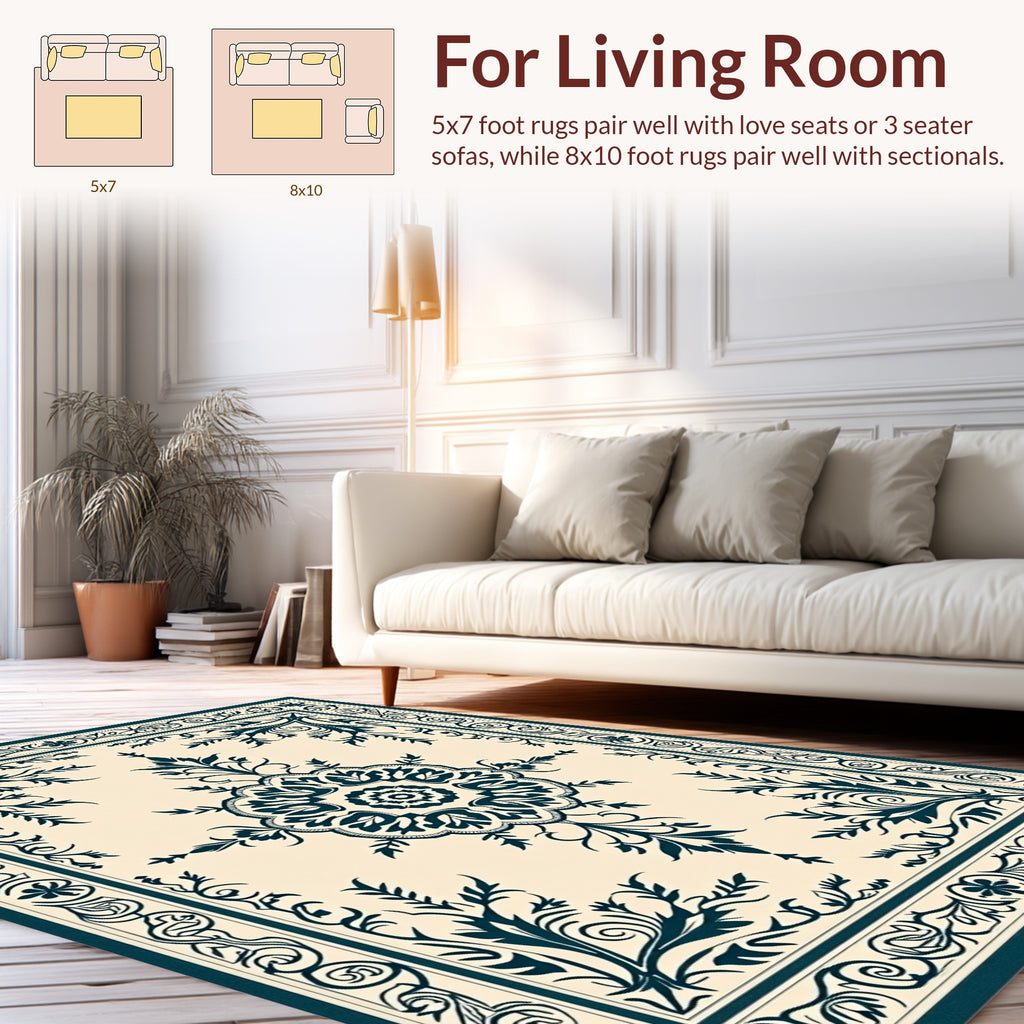 Classic Floral Medallion Border Rug