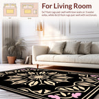 Floral Mandala Black And Blush Rug