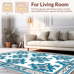 Blue Floral Medallion Vintage Pattern Rug