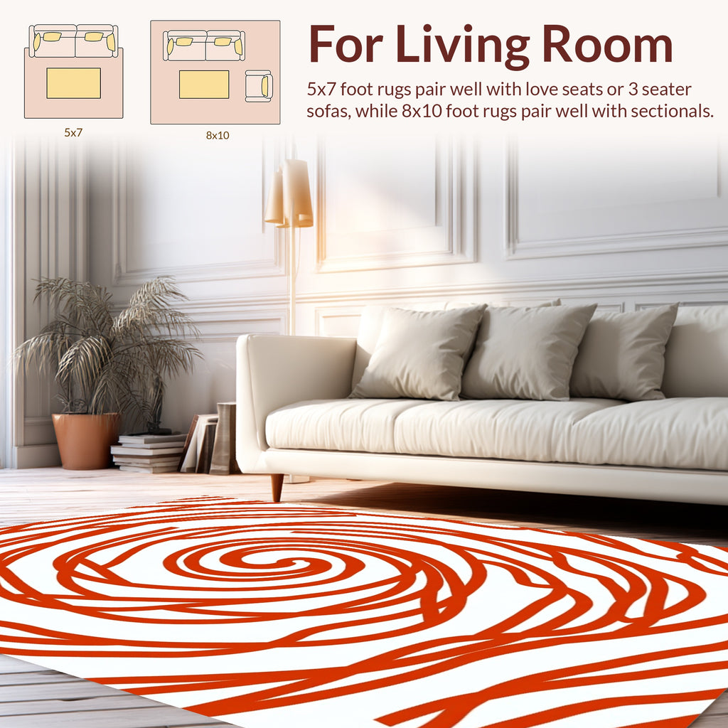 Red Swirl Abstract Art Rug