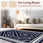 Geometric Patterned Navy White Rug