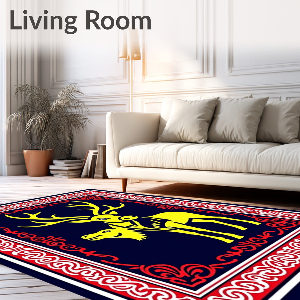 Yellow Stag Geometric Border Rug