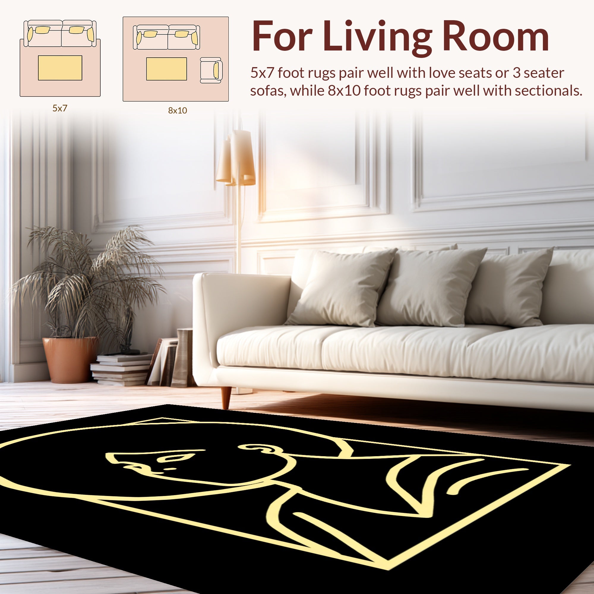 Retro Afro Woman Line Art Rug