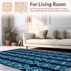 Abstract Blue Stylized Vertical Pattern Rug