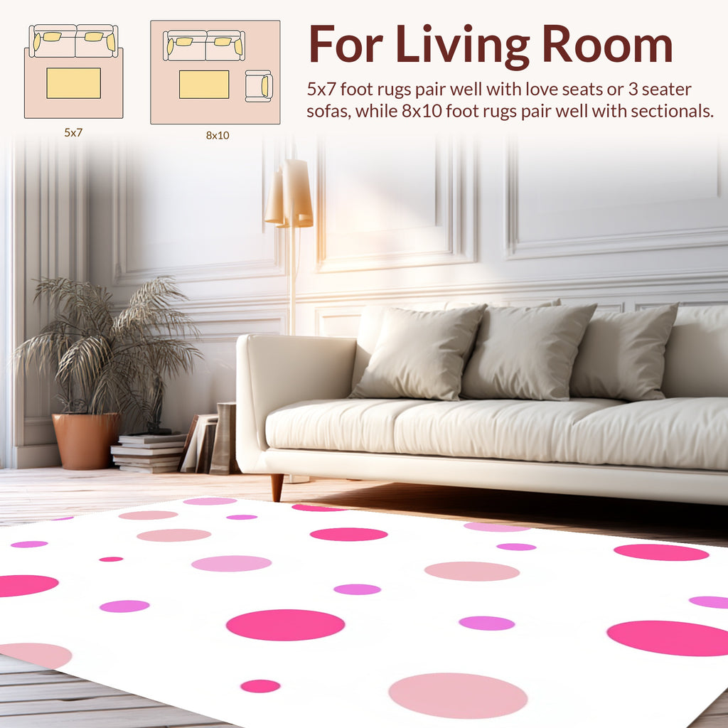Pink Polka Dot Playful Pattern Rug