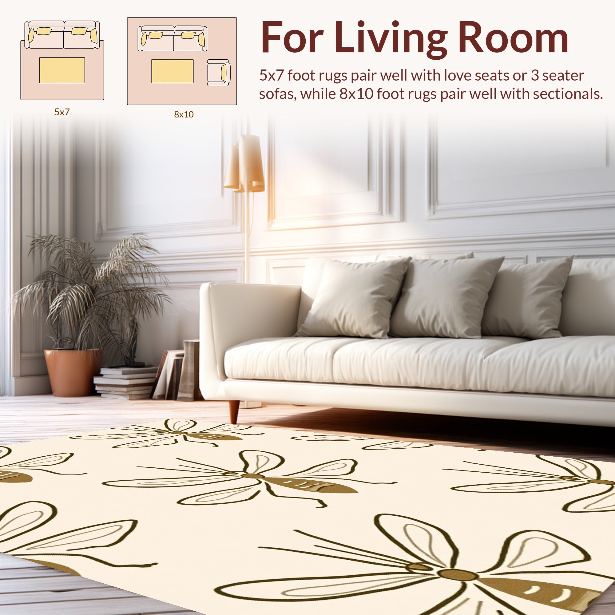 Neutral Toned Insect Pattern Rug
