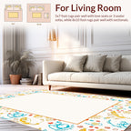 Whimsical Floral Pattern With Red Accents Rug