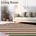Abstract Red Green Swirl Stripes Rug