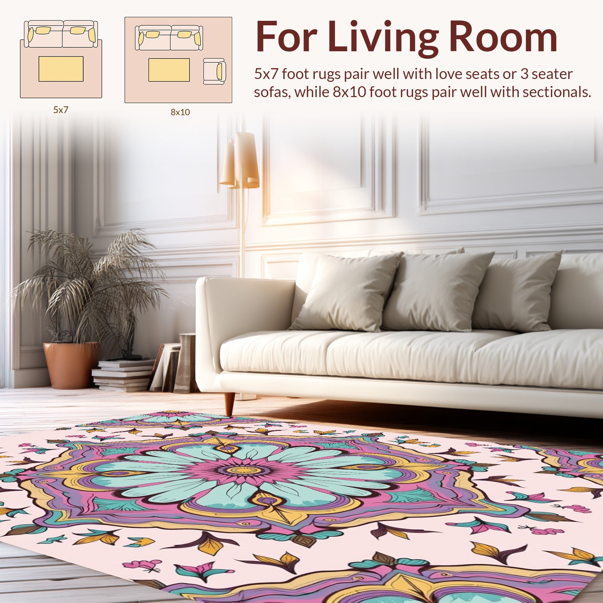 Intricate Floral Mandala Pattern Design Rug