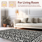 Tribal Black White Geometric Pattern Rug