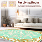 Elegant Mint Gold Tree Pattern Rug