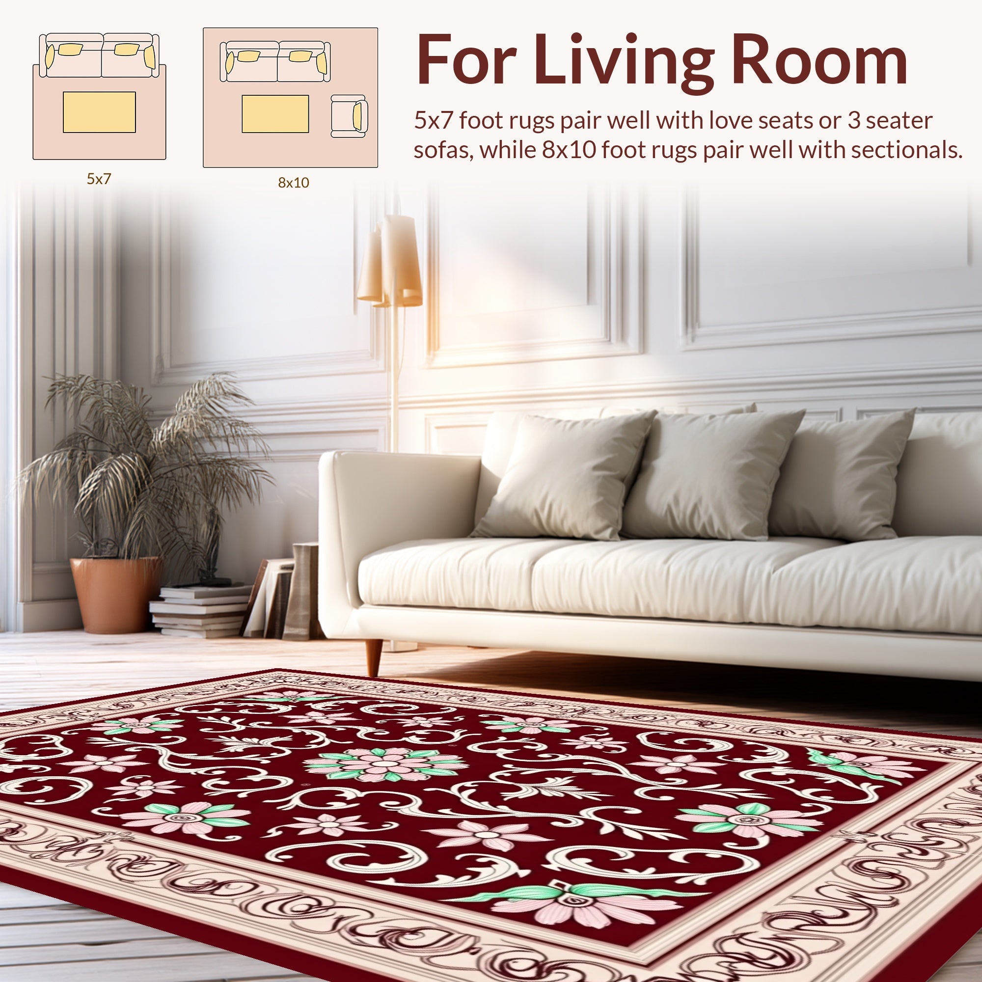 Elegant Floral Vines And Scrolls Rug