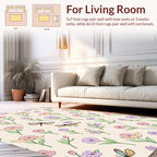 Pastel Floral Dragonfly Garden Pattern Rug