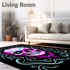 Vivid Pink Skull Celestial Swirls Rug