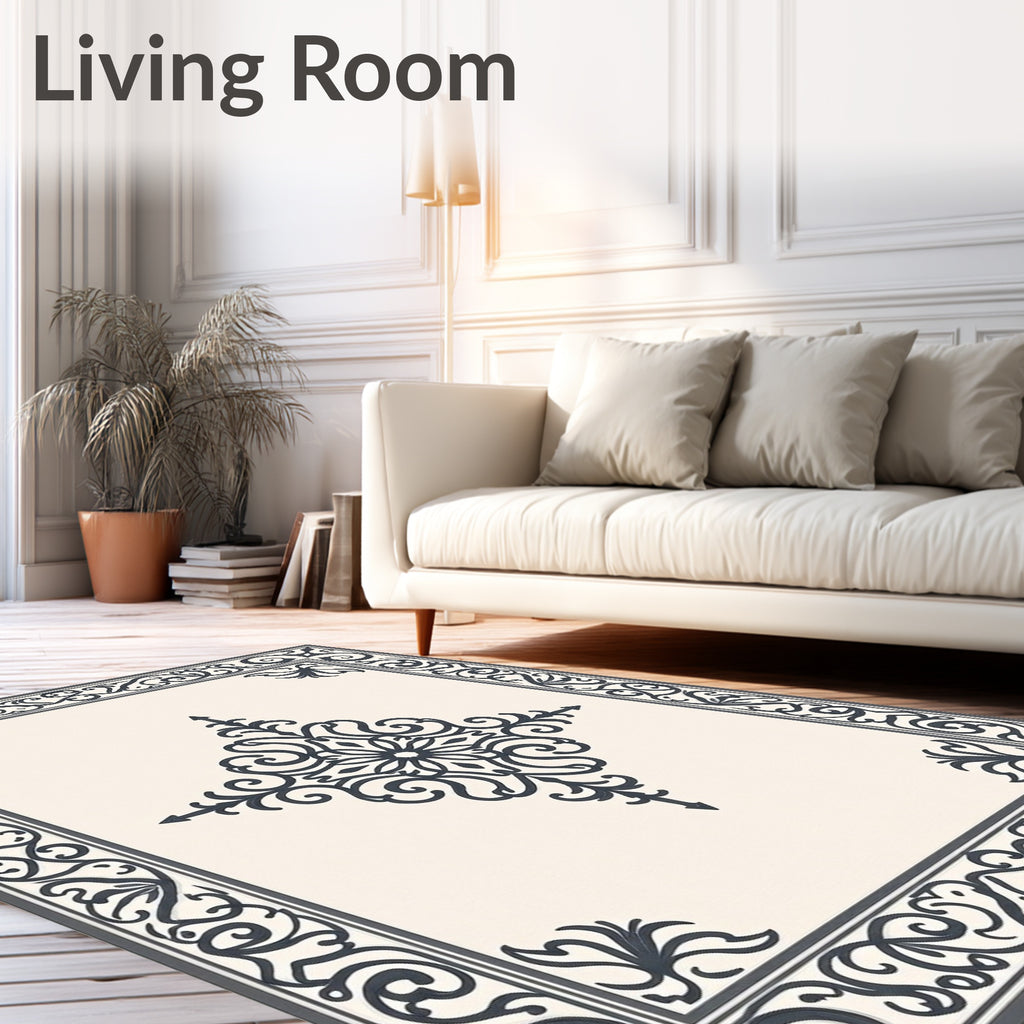 Elegant Scrollwork With Central Motif Rug