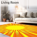 Radiant Sunburst Yellow Orange Design Rug