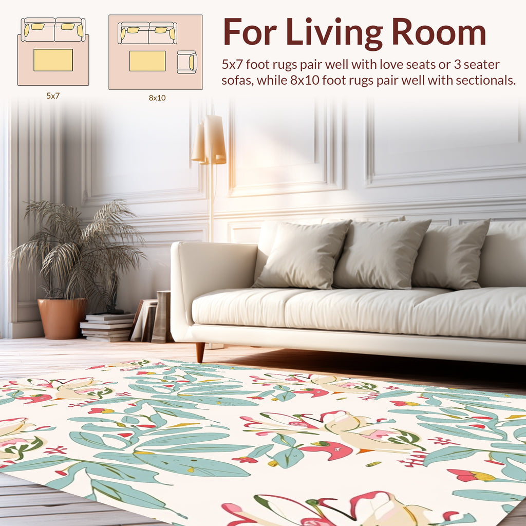 Abstract Floral Botanical Print Rug