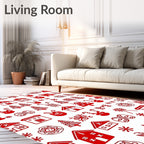 Festive Red Holiday Icons Repeat Rug