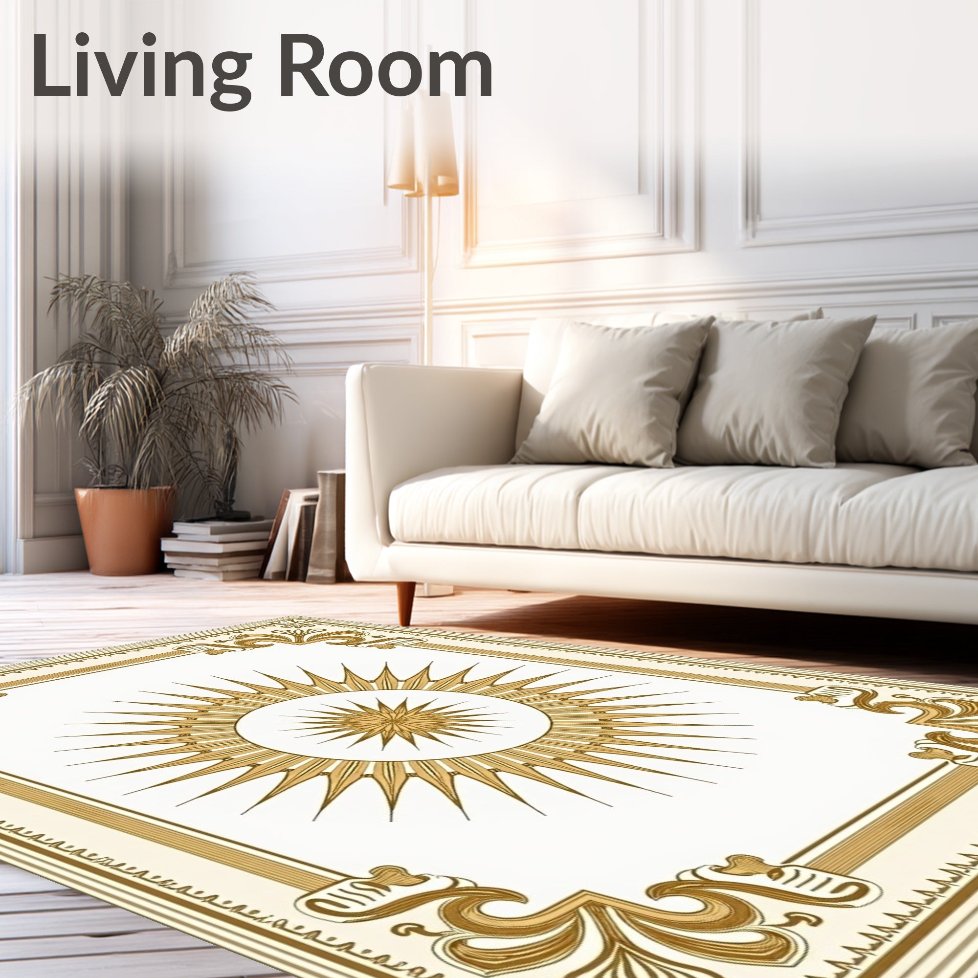 Ornate Sunburst Golden Border Rug