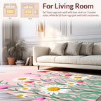 Whimsical Field Daisy Floral Pattern Rug