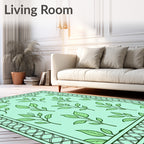 Leafy Vine Mint Pattern Rug