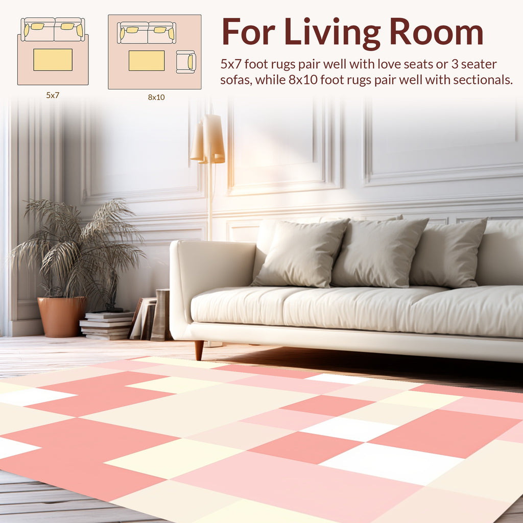 Geometric Pastel Square Pattern Rug