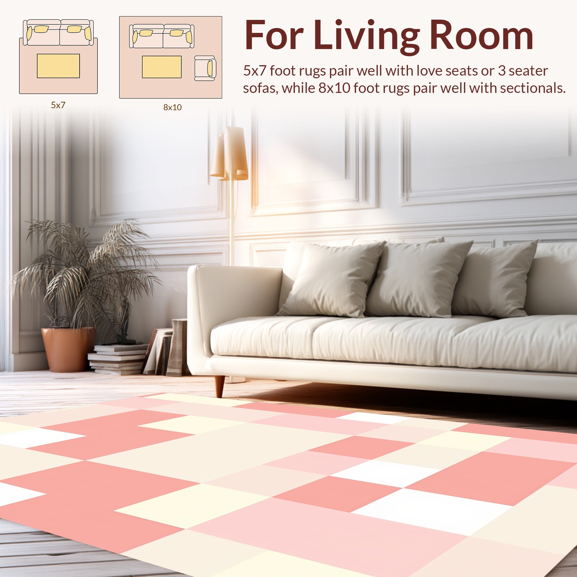 Geometric Pastel Square Pattern Rug