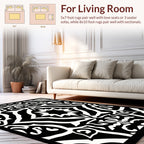 Abstract Black White Bold Pattern Rug