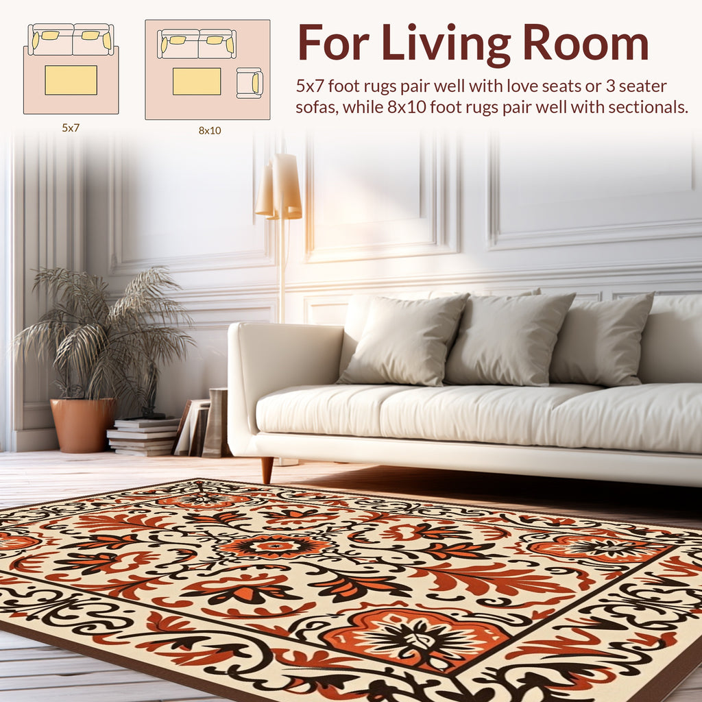 Ornate Floral Inlay Pattern Rug