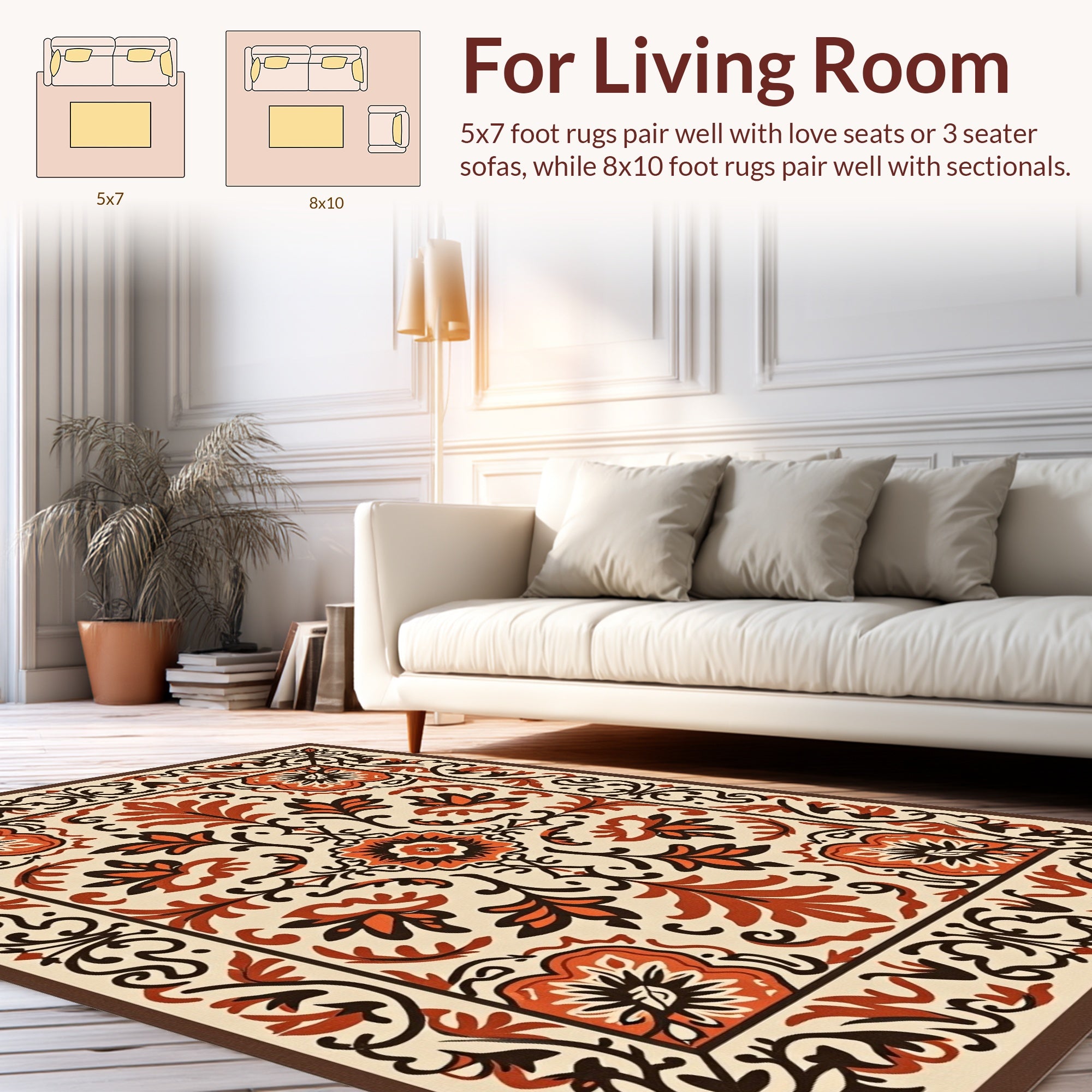 Ornate Floral Inlay Pattern Rug