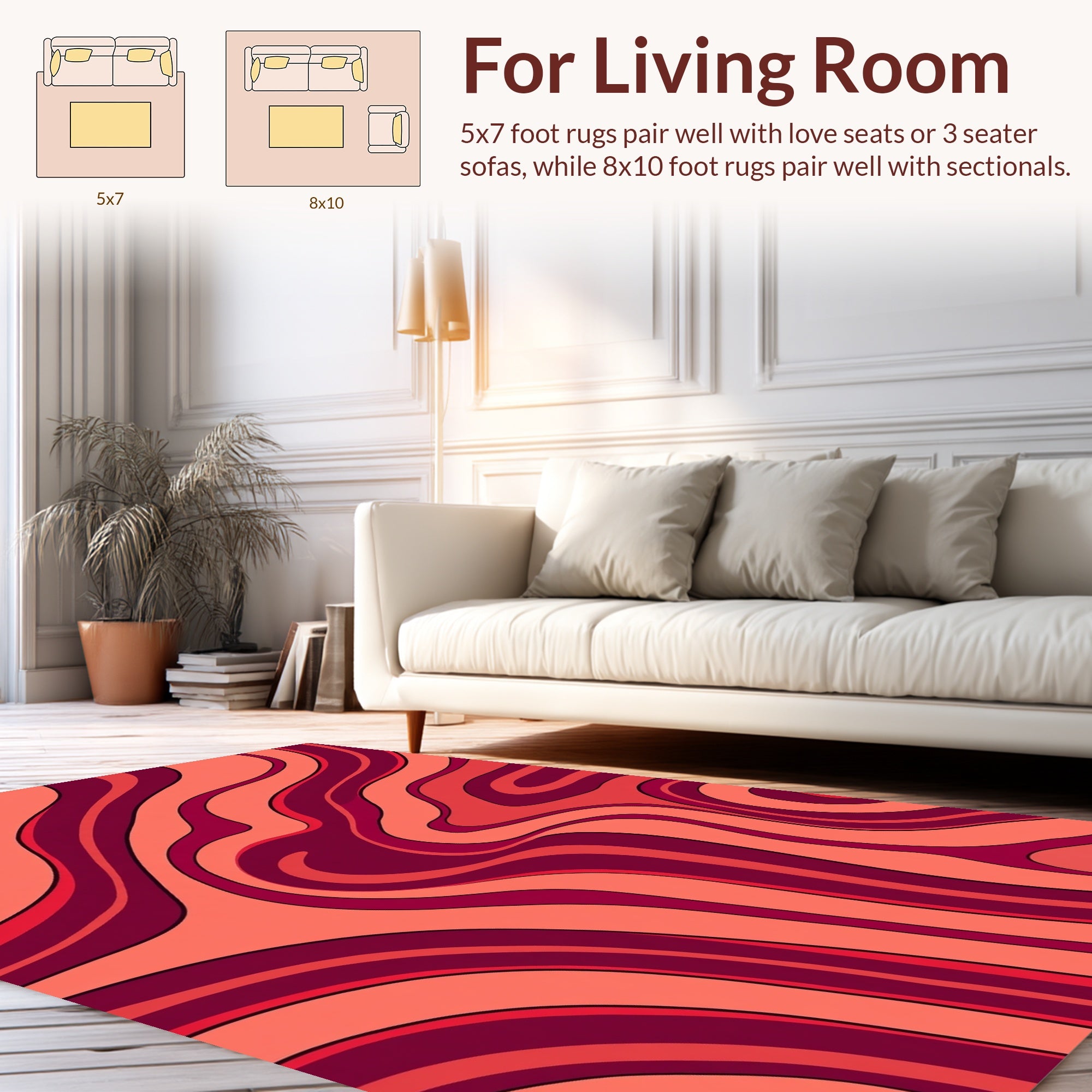 Groovy Wavy Pink Purple Design Rug