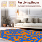 Bold Blue Floral Mandala Pattern Design Rug