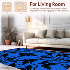 Black Floral Vine Pattern Rug