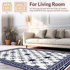 Classic Navy Star Geometric Pattern Rug
