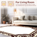 Elegant Dark Brown Scroll Pattern Rug