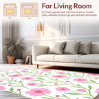 Pink Floral Vine Print Rug