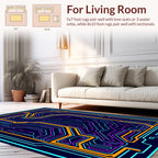 Circuit Board Pattern With Neon Lines Rug