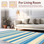 Classic Blue Cream Striped Pattern Rug