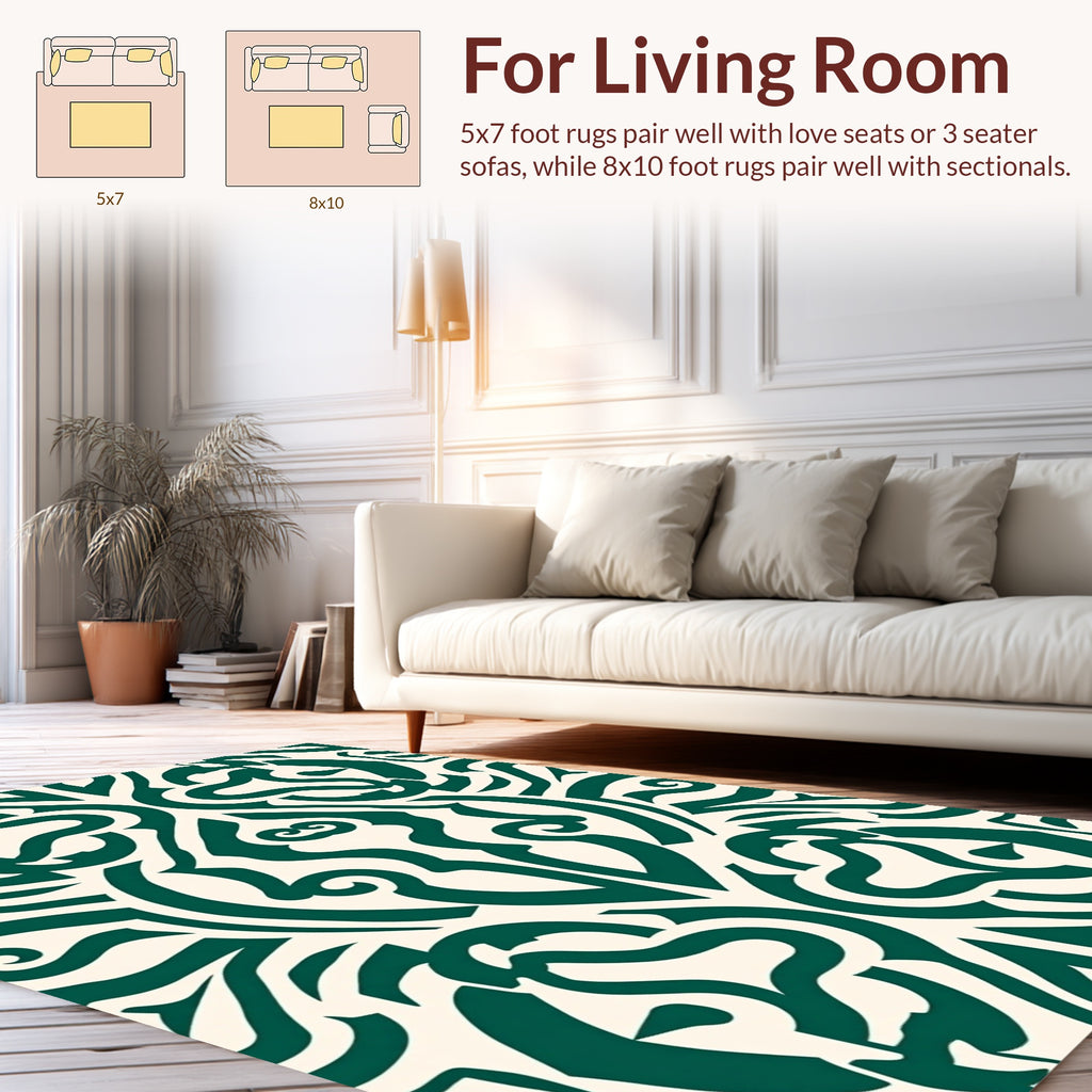 Classic Dark Green Abstract Pattern Rug