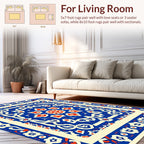 Intricate Blue Red Floral Medallion Rug