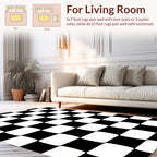 Black and White Soft Checkered Pattern Rug