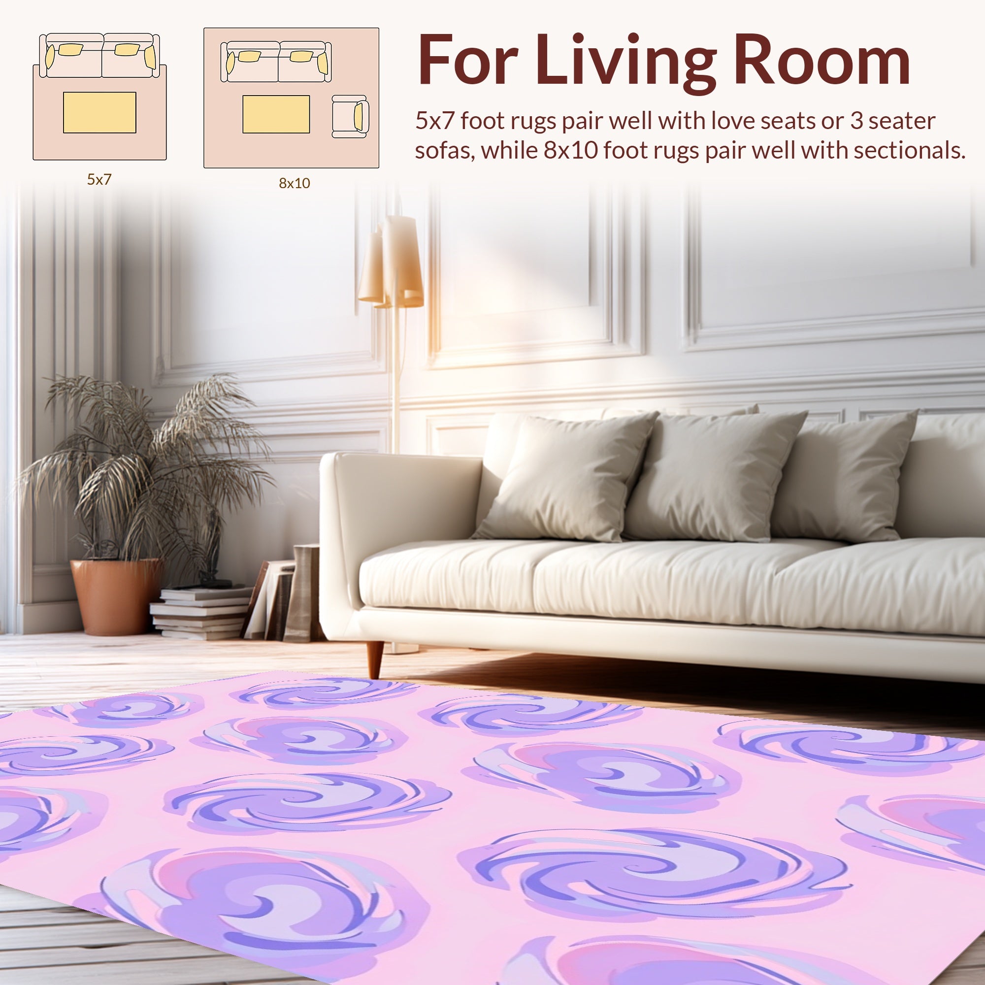 Swirling Pastel Clouds Pattern Rug
