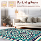 Abstract Geo Lines Teal Design Rug