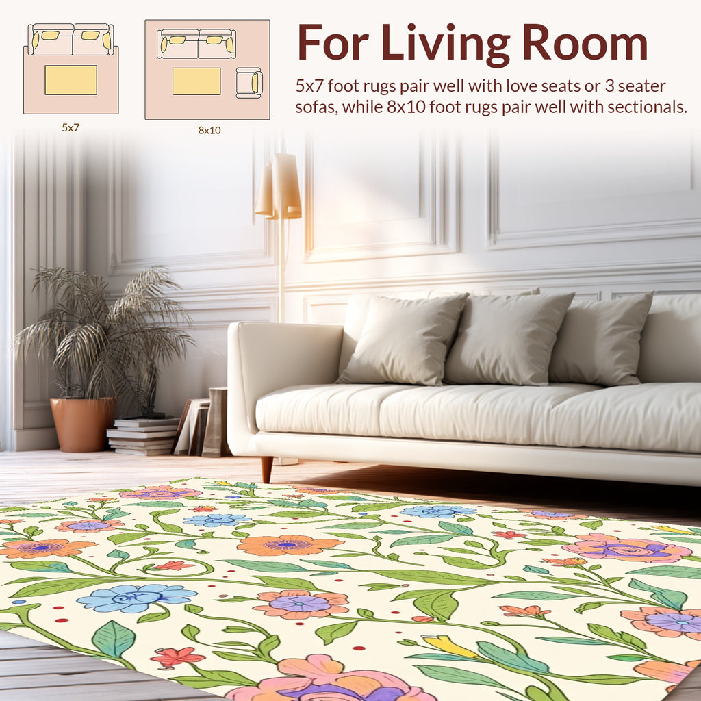 Whimsical Floral Vine Pattern Rug