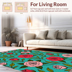 Artistic Red Pink Rose Floral Pattern Rug
