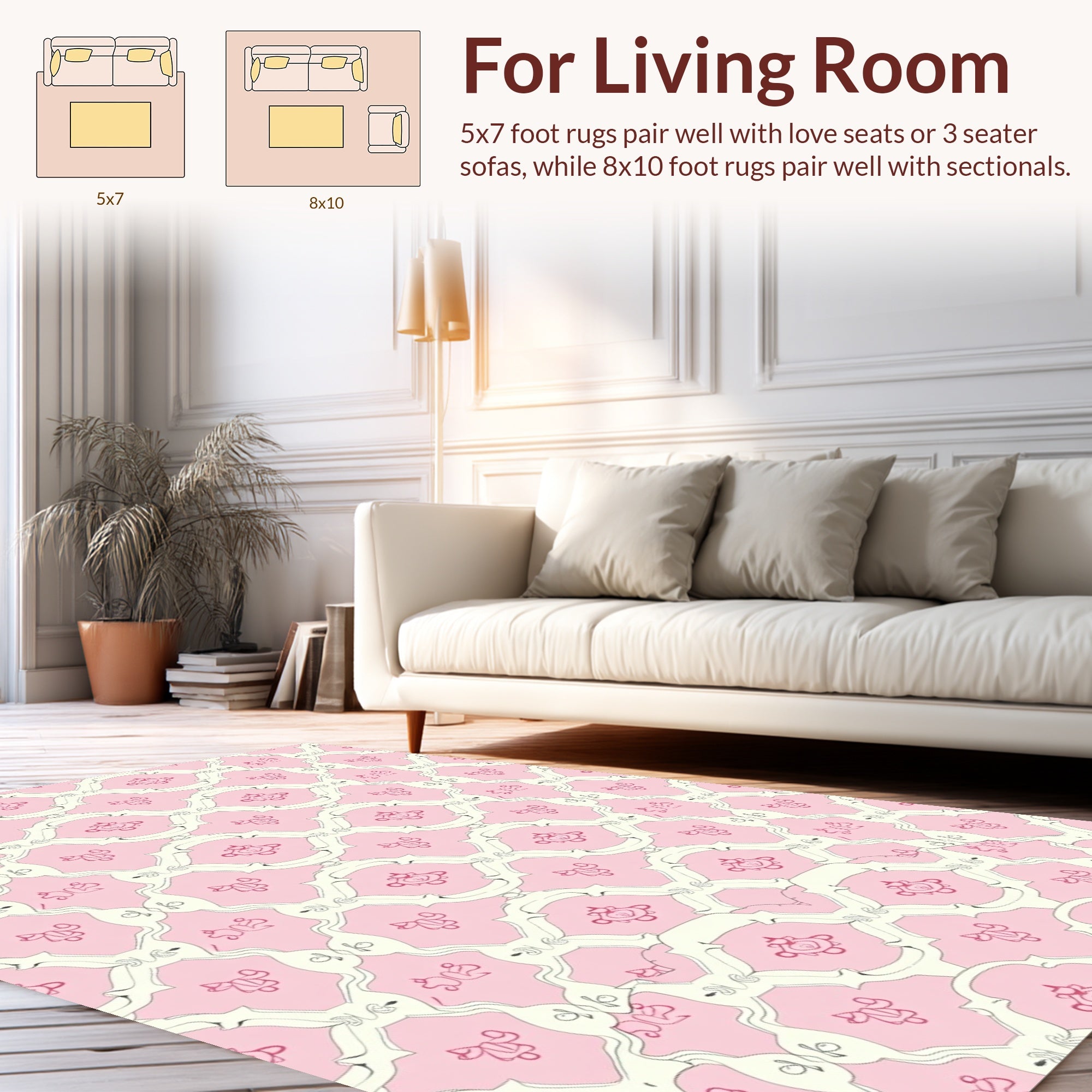 Fanciful Pink Lattice Design Rug