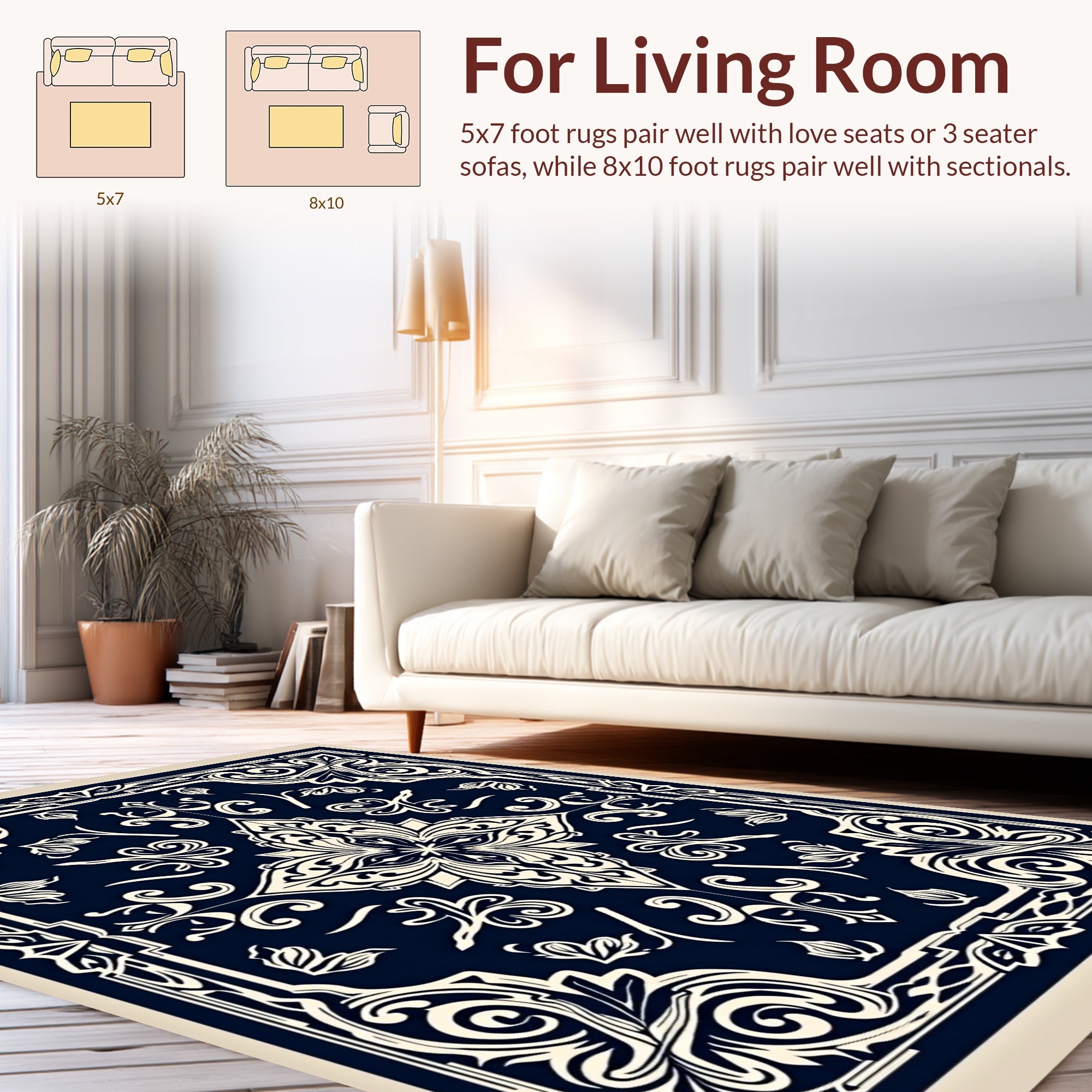 Classic Floral Scrollwork Motif Rug
