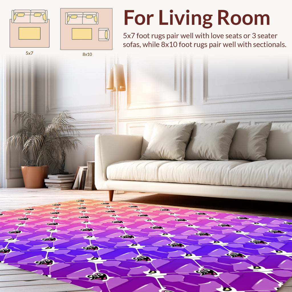 Playful Heart Pattern Gradient Rug