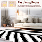 Bold Black White Chevron Design Rug