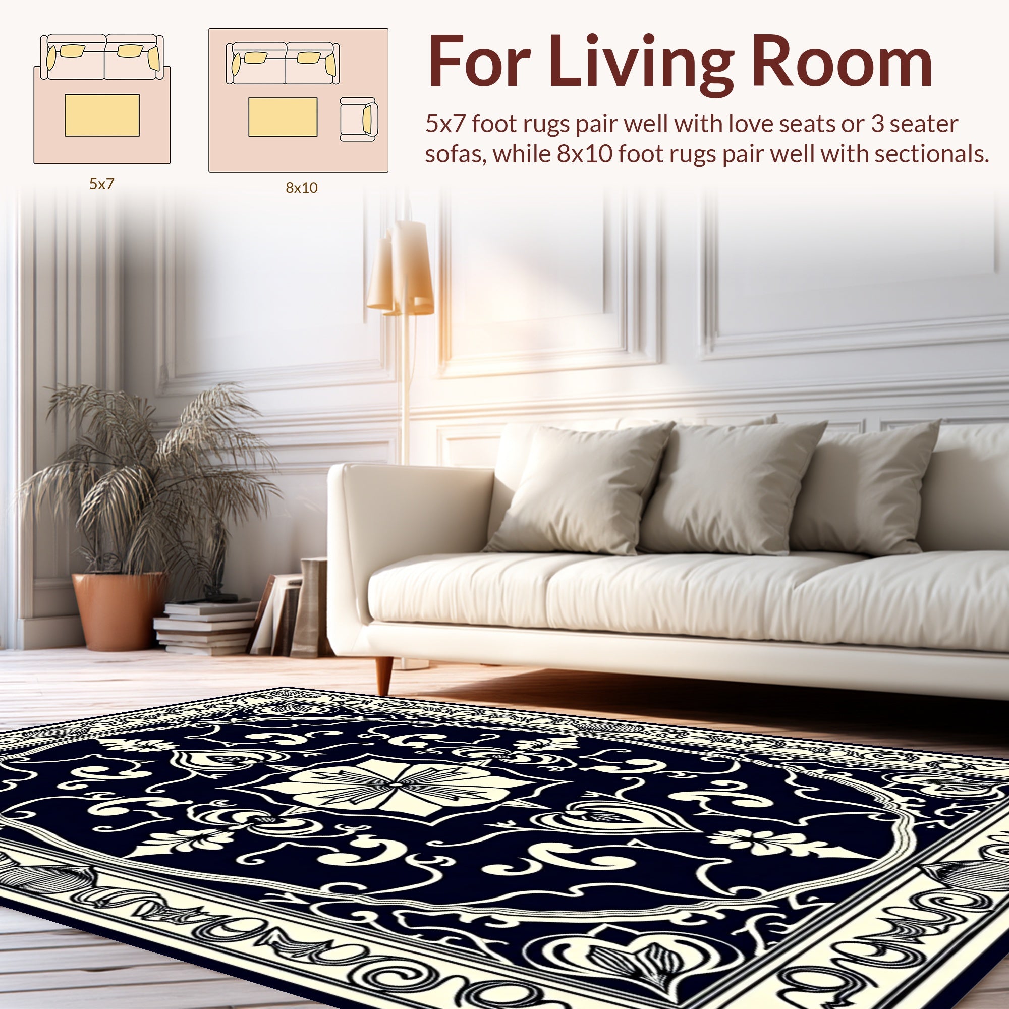 Damask Floral Classic Style Rug